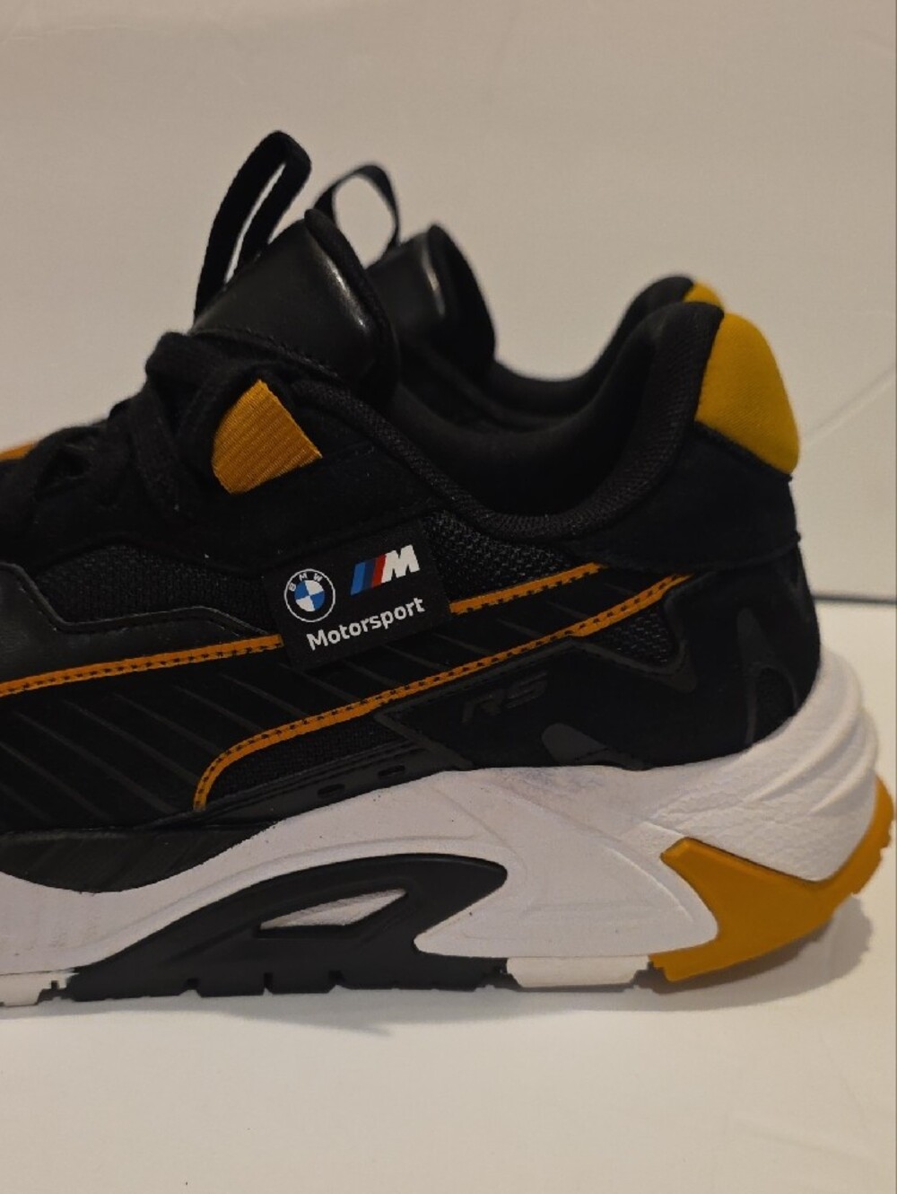 Rare Men's Black & Gold Yellow Racing-Inspired Sneakers BMW RS M SERIES Size 10 - Picture 12 of 16